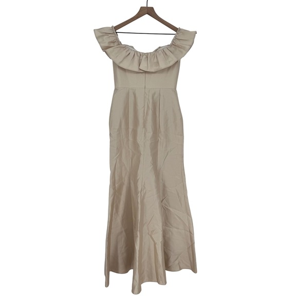 Alfred Sung Off-The-Shoulder Ruffle Neck Satin Trumpet Gown Size 4 - Picture 11 of 13
